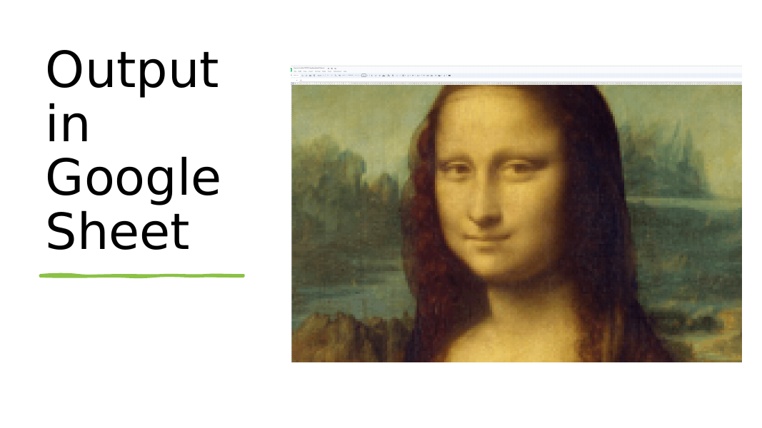 The Mona Lisa painted cell by cell on a Google Sheet